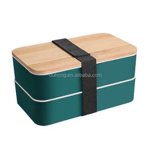 Hot Selling Eco-friendly Bamboo Lid Plastic Bento Kids Adults Lunch Box Accessories Japanese Double Layer Lunch Box With Divider