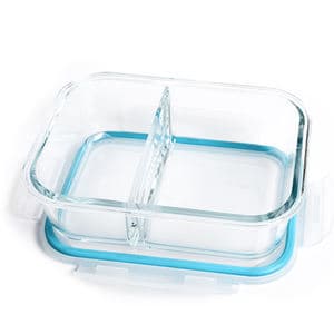 JM Microwave Use Airtight Glass Food Containers With 2/3 Compartment Clear Glass Bento Box For Lunch Food Packaging