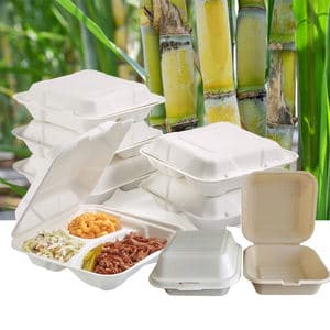 Wholesale Custom Printed Biodegradable Takeaway Take Away Bento Fast Food Packing Pulp Lunch Sugarcane Paper Box