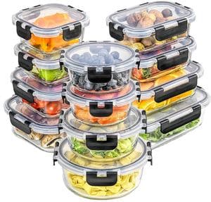 24pc Borosilicate Glass Storage, BPA Free Bento Lunch Boxes, Glass Meal Prep Containers Set with Lids