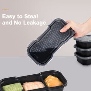 OTOR Bento Boxes Meal Prep Containers 3 Compartments With Clear Airtight Lids Food Grade Deli Container Lunch Boxes