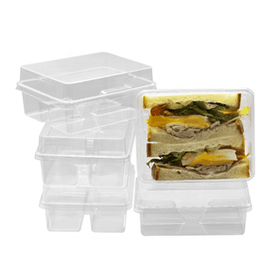 antifog 2 compartment sandwich box clear recyclable plastic lunch packaging box with lid custom manufacturer