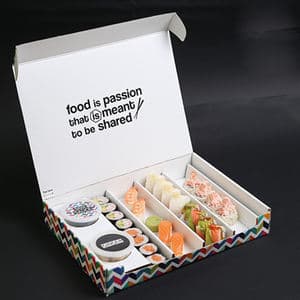 High Quality Biodegradable Food Container Sushi Bento Box with Logo Handle Packaging Paper Box