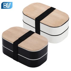 Japanese 2 Layer Bamboo Lid Bento Box Students Lunch Container Box Custom Logo