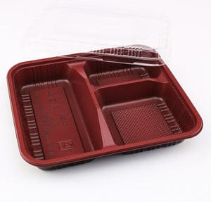 Disposable Plastic Bento Lunch Box with 3 Compartment