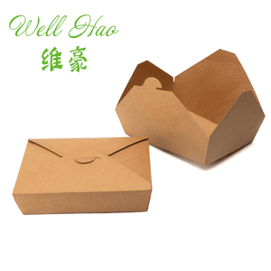 Disposable Take Out Custom Print Brown Kraft Paper Lunch Box