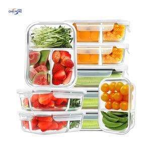 Glass Food Storage Container with Lid 3   2   1 Compartment Glass Bento Lunch Box for Sandwich Snack