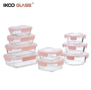 IKOO microwave safe 18 pieces set premium glass bento lunch box set