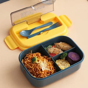 Eco-Friendly Plastic sealed food container with cutlery bento lunch box for kids